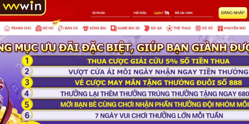 Tìm khu vực đăng nhập VVVWIN